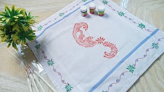 Easy white handkerchief design 😀art alpona painting durgapuja navratri diy easy viralvideo [upl. by Kazimir]