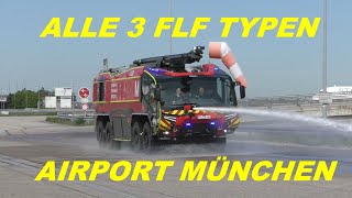 Alle 3 GFLF Generationen am Flughafen München Vorstellung FLF Flughafen Feuerwehr München [upl. by Yattirb125]