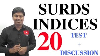 SURDS AND INDICES  20 IMPORTANT QUESTIONS [upl. by Estis]