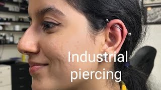 Industrial Piercing l Piercing video l skin inks tattoo [upl. by Noevad339]