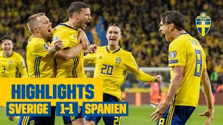 Highlights Sverige  Spanien 11  EMkval 2019  Nära tre poäng efter mål av Berg [upl. by Atrebor294]