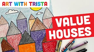 How to Draw Homes in a Neighborhood with Value Art Lesson for Elementary Artists  Art With Trista [upl. by Etakyram887]