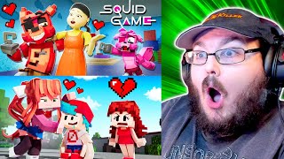 SQUID GAME HIDE AND SEEK GLASS BRIDGE amp BOYFRIEND vs MONIKA ZAMinationProductions  Animation REACTION [upl. by Pillihp]