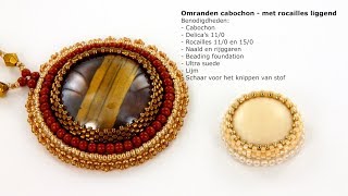 3 Omranden cabochon plat liggend  Bead Embroidery [upl. by Sillihp963]