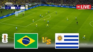 🔴LIVE  Brazil vs Uruguay  World Cup 2026 Qualifiers  Ao Vivo Full Match  PES Game Simulation [upl. by Avilo]