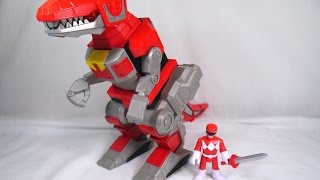 Review Imaginext Mighty Morphin Power Rangers  Red Ranger amp TRex Zord [upl. by Tomasina]