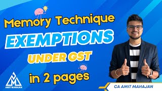 Exemptions  Memory Technique  Entire chapter in 2 pages 🔥 CA Amit Mahajan [upl. by Trevar457]