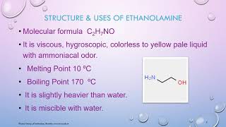 STRUCTURE and USES OF ETHANOLAMINE [upl. by Iloj796]