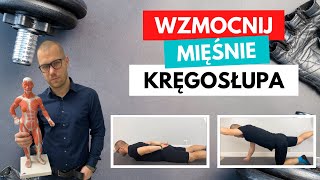 BÓL KRĘGOSŁUPA LĘDŹWIOWEGO  WZMOCNIENIE mięśni PRZYKRĘGOSŁUPOWYCH [upl. by Afrika]