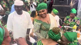 MERCY AIGBE AND HUSBAND AT FAITHIA BALOGUN FATHER’S BURIAL CEREMONY [upl. by Alasteir]