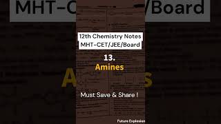 Class 12 Chemistry Notes MHTCETJEEBOARD Chapter 13 Amines PDF Link In Bio futureexplosion [upl. by Niarfe833]