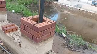 Laying bricks under pedestals [upl. by Ryter836]