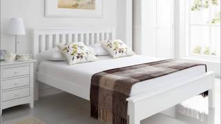 White Wooden Double Bed Frame with Mattress Designs [upl. by Liv]