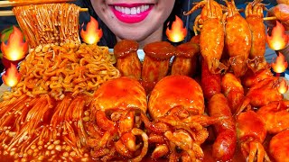 ASMR SPICY SEAFOOD BOIL  FIRE NOODLES makanan laut pedas 먹방 MUKBANG MASSIVE Eating Sounds [upl. by Lenoil]