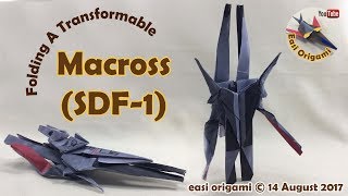 How to make a Papercraft Origami Macross SDF1 Robotech requires 4 straight cuts [upl. by Breanne]