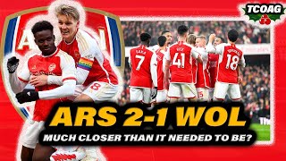 ARSENAL 21 WOLVES Saka amp Ødegaard score Zinchenko criticised [upl. by Ailicec]