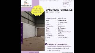 15000SQ FT WAREHOUSE AVAILABLE FOR RESALE IN BHIWANDI FOR SEWING MACHINE MANUFACTURING amp STORAGE [upl. by Dleifniw]