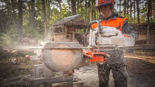 Mobiles Sägewerk 60m Holzbohlen aus Baumstamm selber sägen [upl. by Notterb]