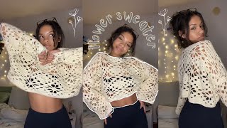 how to crochet flower sweater [upl. by Phyl]