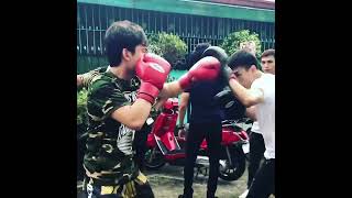 Jimuel Pacquiao warm up before fight properboxing personaltrainer [upl. by Celinda]