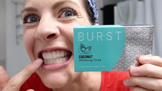 burst coconut whitening strips review  Teeth Whitening at Home [upl. by Ahsinik719]