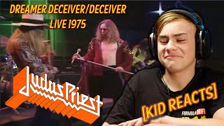 Kid Reacts to JUDAS PRIEST  Dreamer Deceiver  Deceiver Live 1975 musicreaction [upl. by Mozelle]