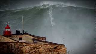 100ft World Record Wave Garrett McNamara Surfing Nazare Portugal [upl. by Siramed]