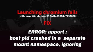 UBUNTU FIX ERROR apport host pid crashed in a separate mount namespace ignoring [upl. by Moshe]