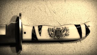 Knife Making  Scrimshaw  Face of a Tiger on a Knife Handle [upl. by Suirtimid670]