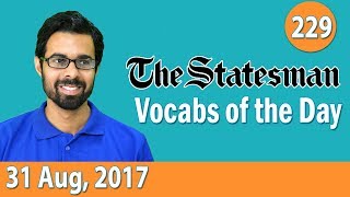 ✅ The Statesman Vocabulary 31 Aug 2017  Learn 10 New Words with Tricks  Day229 [upl. by Lebasy]