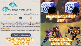 NEW UPDATE 50 NEW MECHANISMS WORLD amp ENEMY LEVEL INCREASE ARTIFACT SETS amp MORE  Genshin impact [upl. by Lenoil313]