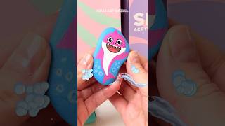 Baby Shark  Rock Art Technique you need to try with Kids shorts [upl. by Aikemehs747]