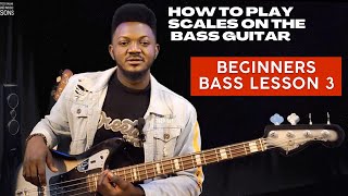 BL 3 HOW TO PLAY SCALES ON THE BASS GUITAR amp FINGERING  BEGINNERS LESSON  BASSMATICS [upl. by Boycey636]