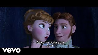 Vejo Uma Porta Abrir De quotFrozen Uma Aventura CongelantequotCom letra [upl. by Eillit]