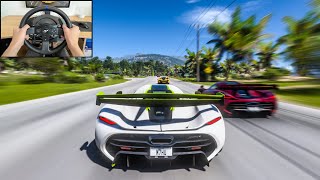 Koenigsegg Jesko  Goliath Race  Forza Horizon 5  Steering Wheel Gameplay [upl. by Einoj112]