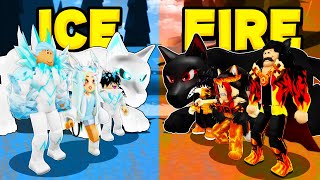 FIRE WOLF Family Vs ICE WOLF Family in Roblox Brookhaven RP [upl. by Millda360]