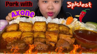 PORK WITH AXONE  SPICIEST FATTY PORK WITH BAMBOO SHOOT amp AXONE CURRY amp RICE MUKBANG  BIG BITES [upl. by Annemarie]