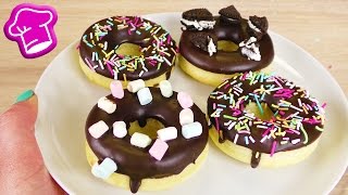 Donuts mit Schoko 🍩 Leckere Donuts aus dem Backofen  Silikon Formen im Test [upl. by Lefkowitz232]