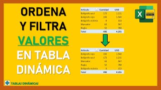 Cómo ORDENAR y FILTRAR VALORES en TABLA DINÁMICA [upl. by Ashby637]