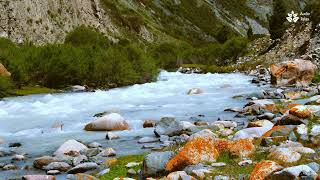 Calming Turquoise Mountain River Flowing Sounds Nature White Noise for Relaxation 4k UHD [upl. by Bubb364]