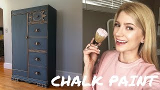 DIY Dresser  Wardrobe makeover using Annie Sloan Chalk Paint  Aubusson Blue  Graphite [upl. by Nodababus]