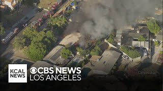 Firefighters try to extinguish blaze inside Reseda home [upl. by Douglas]