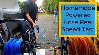 Homemade Powered Hose Reel Speed Test [upl. by Ueik]