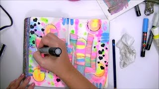 Neon Acrylics  Glamour Dust  Posca Paint Pens Mixed Media Art Journal [upl. by Sigler714]