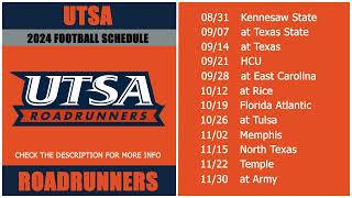 2024 UTSA Roadrunners Football Schedule [upl. by Anisah362]