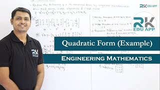 QUADRATIC FORM  Example 2  Sem  IV  APPLIED MATHEMATICS  IV  RKDEMY [upl. by Adekahs]