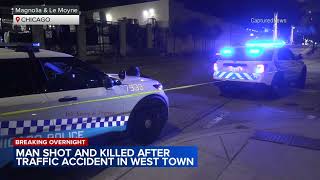 Driver shot to death after West Town crash police say [upl. by Jonina]