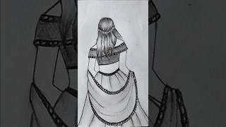 How to draw a girl with beautiful lehenga pencil sketch of a girl shorts viralvideo [upl. by Acker129]