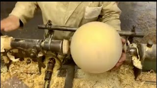 Woodturning  Tutorial lavori in legno al tornio artigianale Palla per birilli  Tindaro Stracuzzi [upl. by Nitsid]