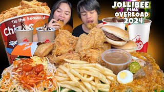 JOLLIBEE PINA OVERLOAD 2024 MUKBANG  SPAGHETTI CHICKENJOY BURGER PALABOK FRIES PEACH MANGO PIE [upl. by Nirek688]